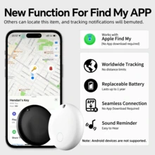 Apple AirTag、蓝牙智能追踪器、MFi 认证物品查找器、行李追踪器、物品定位器、兼容 Apple Find My App（仅限 IOS）、适用于钱包、行李、宠物、汽车、贵重物品、重要人物追踪