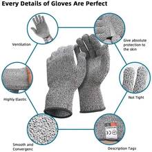 2-Pair/4-Pair Pack 2025 Latest CE Certified EN388 Standard Cut Resistant Gloves, Level 5 Cut Protection, Grade A Cut Index, Highest Grade D Abrasion Resistance, Reinforced Palm, Anti-Slip, Oil-Resistant, Puncture-Proof, Breathable Mesh Knit Design, Flexible Fit, Unisex Industrial Safety Cut Protection Gloves