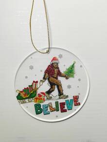 3pcs/1 Piece, 8cm/3.2 Inches Round Acrylic Christmas Tree Decoration, Christmas Gorilla Gift, Christmas Hanging Gift, Christmas Decoration Supplies, Home Decoration, Holiday Decoration, Room Decoration, Christmas(Lanyuan Comes With) - Multicolor - View 13