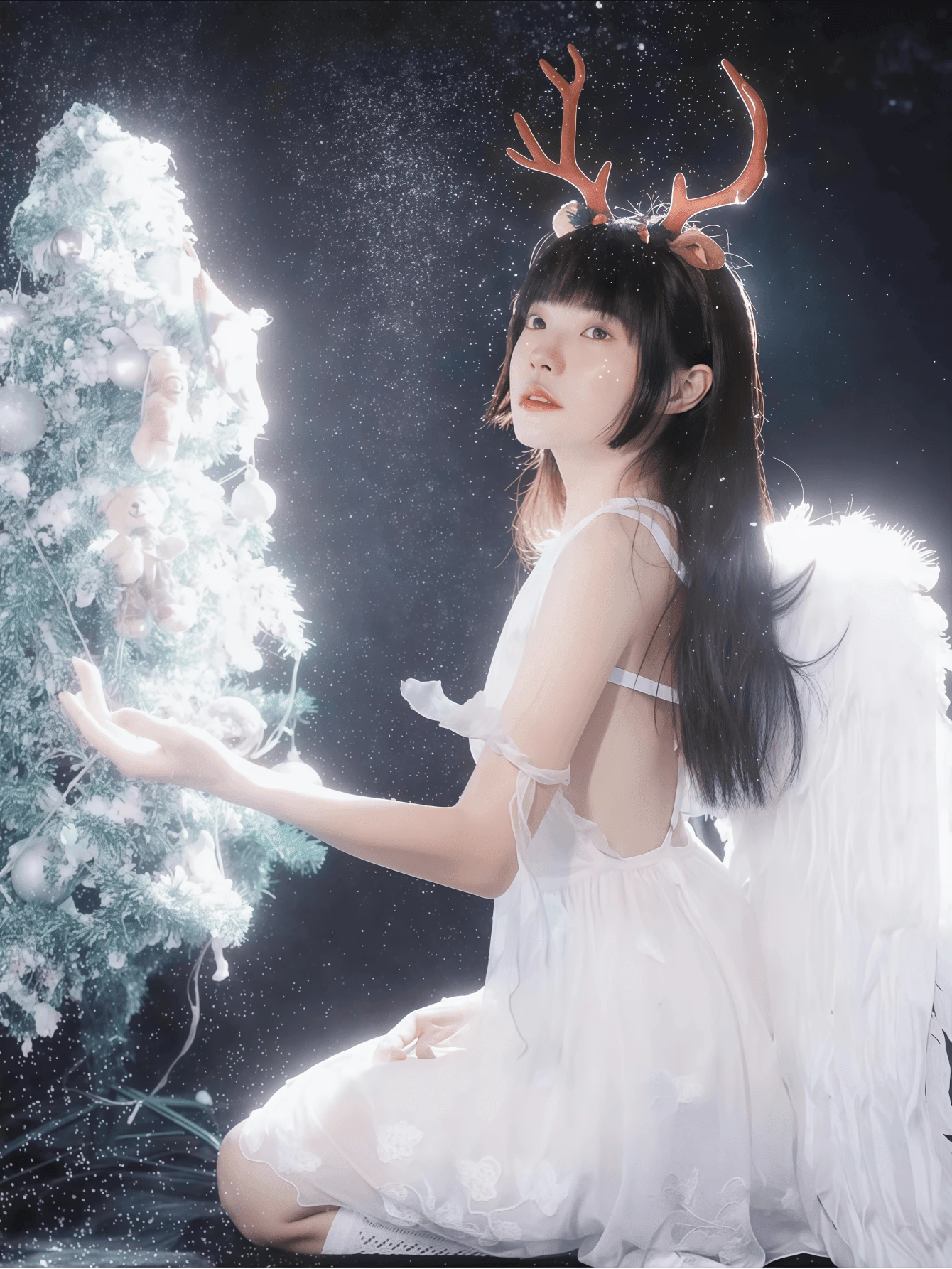 1件天使羽毛翅膀，圣诞派对用品，成人及儿童舞台表演服装配饰，复活节天使翅膀道具，万圣节服装羽毛翅膀，儿童及成人摄影道具，仙女翅膀服装配饰，戏剧道具，主题派对，节日派对用品，圣诞派对用品