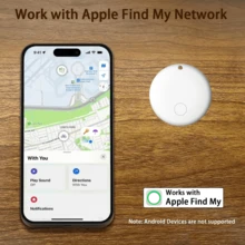Apple AirTag、蓝牙智能追踪器、MFi 认证物品查找器、行李追踪器、物品定位器、兼容 Apple Find My App（仅限 IOS）、适用于钱包、行李、宠物、汽车、贵重物品、重要人物追踪