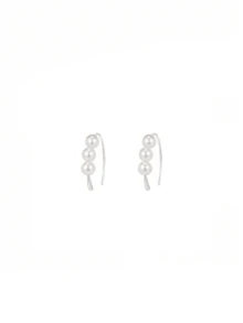 1pc S925 Sterling Silver Hook Pearl Earrings, Silver/Gold Color Stud Earrings, Minimalist High-End Elegant French Design, Suitable For Pierced Ears, Daily Wear, Valentine's Day Gift, Comes With Delicate Gift Box - Silver - View 11