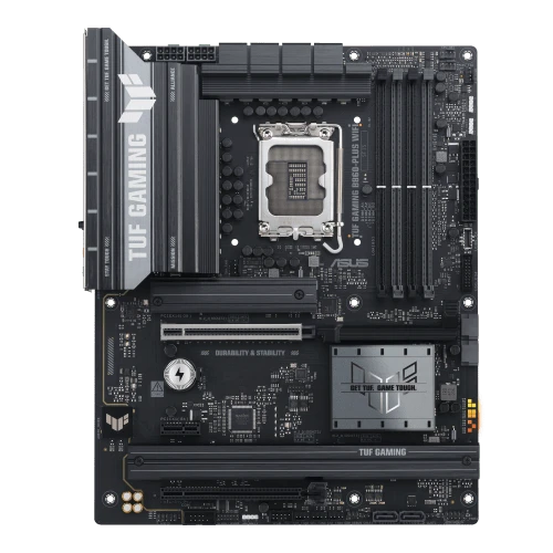  ASUS TUF Gaming B860-PLUS WiFi, scheda madre Intel ATX, 12+1+2+1 stadi di potenza DrMOS 80A, DDR5, PCIe 5.0, 3 slot M.2, Wi-Fi 7, Realtek 2.5Gb Ethernet, DisplayPort, USB Type-C 20Gbps
