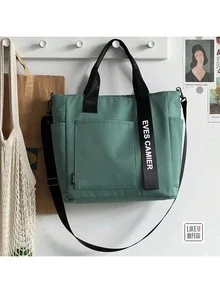 Bolso de tote con múltiples bolsillos, bolso de hombro portátil para viajes y trabajo, bolso cruzado de lona Oxford resistente, mochila de estudiante, bolso para tutoría - Multicolor - Ver 13