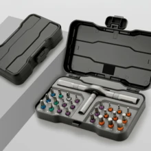 Conjunto de chaves de fenda magnéticas 24 em 1, conjunto de mini chaves de fenda com catraca faça você mesmo, kit de chaves de fenda de precisão removíveis e de automontagem, kit de ferramentas de precisão magnéticas faça você mesmo para PC, celular, relógio, bicicleta