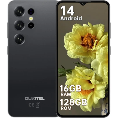  OUKITEL C2 安卓 14 智能手机，2025 款，16GB+128GB 存储，6.52 英寸水滴屏，5000mAh 电池，1300 万像素摄像头，八核处理器，指纹识别，3.5mm 耳机孔，GPS