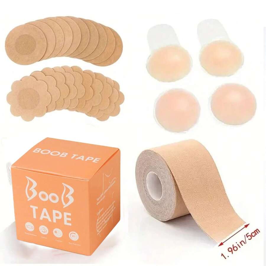 Kit Multifuncional de Suporte para os Seios para Esportes e Uso Diário: Alças de Elevação, Fitas Adesivas, Insertos de Silicone e Sutiã sem Alças | Elevação e Modelagem Seguras