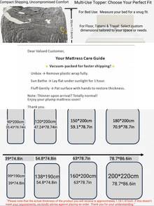 3D珠光床垫垫层 - 超柔软透气蓬松床垫，亲肤舒适，适用于卧室、榻榻米、宿舍、露营 | 四季皆宜，厚度2.36-3.2英寸，防滑设计