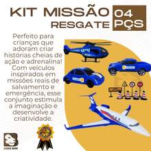 Kit Missão Resgate Com Avião Helicóptero Carros Brinquedo Infantil Menino Criança Presente - Sortido - Visão 3