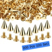 30/50/100/200Pcs Spiked Punk Rivets Multiple Sizes Screw Back Studs Punk Rock Bullet Rivets For Home DIY Sewing Clothing Leather Craft - Silver - View 14