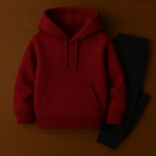 Paris Children's  Sweatshirt Set In Various Colors, Cotton Flannel - Maroon - View 1