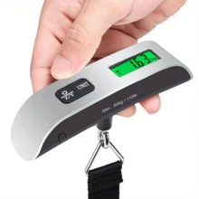 Kitchen Essentials 1pc 110lbs/50kg High Precision Sensor Portable Digital Electronic Luggage Scale, Home Travel Hanging Luggage Scale With Backlit LCD Display, Portable Suitcase Weighing Scale, Travel Luggage Weight Scale With Hook, Sturdy Shoulder Strap For Travelers, Travel Essentials, Small Suitcase Scale For Travel Accessories