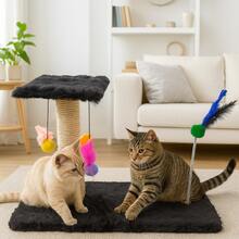 Scratching Post With Interactive Toys With Sisal And Balls - Black - View 3