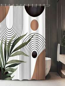 1pc Bohemian Style Leaf Pattern Printed Polyester Fabric Bathroom Waterproof Shower Curtain, Home Decor Home Bathroom Decor Fall Decor Bathroom Accessories Back To School - Multicolor - View 10