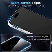 Yezodawee Bộ 2 miếng dán màn hình kính mờ, tương thích với iPhone 17 Pro, chống chói và chống bám vân tay, tương thích với ốp lưng điện thoại, bề mặt mờ, cũng tương thích với các dòng máy 16 Pro Max/16 Plus/15 Pro Max/14/13/12/11/XR/X/XS/7/8. - 2 cái - Xem 8