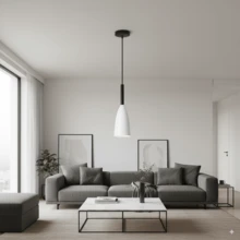 1盏现代北欧风格单头铁艺吊灯，黑、白、灰三色，E27灯座，硬线连接，适用于办公室、厨房、餐厅、客厅和卧室，不含灯泡 - 彩色 - 查看 8