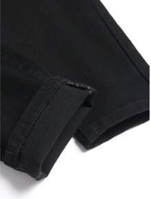 Men's Jeans Black Jeans Men's Overalls Pure Cotton Skinny Jeans Slim Fit Long Washed Dark Washed Jeans Pure Black Party Casual Friends Office Outing City Vacation - Black - View 6