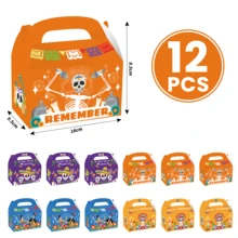 12 Pcs Cajas de Regalo para Día de Muertos, Cajas para Dulces Galletas y Postres, Diseño de Catrina y Calaveras para Fiesta, Escuela, Panadería, Negocio y Packaging Temático - Multicolor - Ver 2