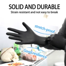 100pc Disposable Nitrile 4-Mil Latex Free Tattto Nail Hair Salon Cleaning Gloves - 黑色 - 查看 5
