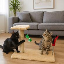 Scratching Post With Interactive Toys With Sisal And Balls - Beige - View 1