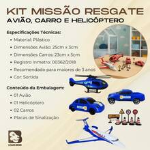 Kit Missão Resgate Com Avião Helicóptero Carros Brinquedo Infantil Menino Criança Presente - Sortido - Visão 2