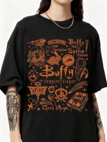 Maglietta Grafica Buffy The Vampire Slayer,Unisex Short Sleeve GIFT For Fans Graphic Print Design Casual Men's T-Shirt Tee Shirt  For Men - màu đen - Xem 1