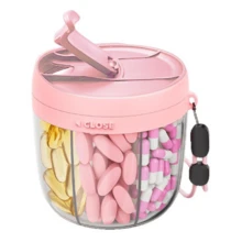 Portable Pill Organization With Separate Compartments - Holding 7 Kinds Of Vitamins And Medicines, 7-Compartment Medicine Box For 7 Days A Week, Anti-Mixing Design, Wide Opening, Clear Observation Window, Travel-Friendly Medicine Can With Convenient Lanyard, Travel, Elderly And Busy Lifestyle, 7 Compartments Medicine Can - 彩色 - 查看 12