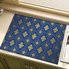 1pc Traditional Vintage Floral Pattern Printed Dish Drying Mat, Absorbent Pad For Espresso Machine, Sink, Faucet, Bathroom, Kitchen Accessories - Multicolor - View 15