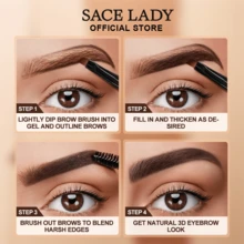SACE LADY 3D Eyebrow Gel Long Lasting 24 Hours Waterproof Smudge-Proof Tinted Brow Cream Makeup Kit - Dark Brown - Xem 5