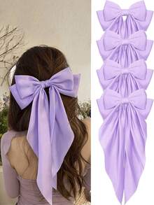 1/4 Stücke Haarspangen mit leichter lila Schleife für Frauen, modisch und hochwertig, süß und vielseitig, geeignet für den täglichen Gebrauch, Hochzeitsjungfern, Partys, Reisen, Weihnachten und Schulanfang, Klammern