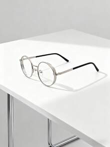 复古圆形大框时尚眼镜男女款时尚眼镜欧美风拍照道具眼镜 - 彩色 - 查看 6