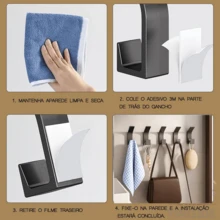 Kit Of 5 Luxury Multipurpose Adhesive Wall Hook Hanger No Mess - White - View 8