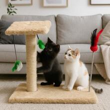 Scratching Post With Interactive Toys With Sisal And Balls - Beige - View 3