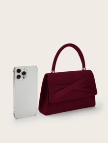 REMANLAND An Elegant And Fashionable Velvet Bow Tie Swan Evening Clutch, Suitable For Parties And Weddings, The Perfect Wallet And Evening Bag For Ladies, Ideal For Women Attending Parties, Weddings, Galas And Other Occasions, Also Makes A Great Gift For Women. - Burgundy - View 6