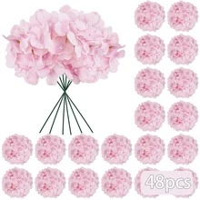 48/60pcs Light Purple Artificial Hydrangea Flowers Bulk With Stems, Silk Faux Hydrangea Heads For Easter Decor - 淺紫色 - 查看 11