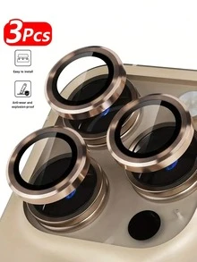 3pcs Ultra-Clear Tempered Glass Camera Lens Protector Film, Compatible With IPhone 16 Pro/Pro Max - Smooth Surface, Strong Adhesive, With Metal Protective Cover, Applicable To Lens Protector Film, Also Compatible With IPhone 16 Pro Max Phone Case - Brown - View 17