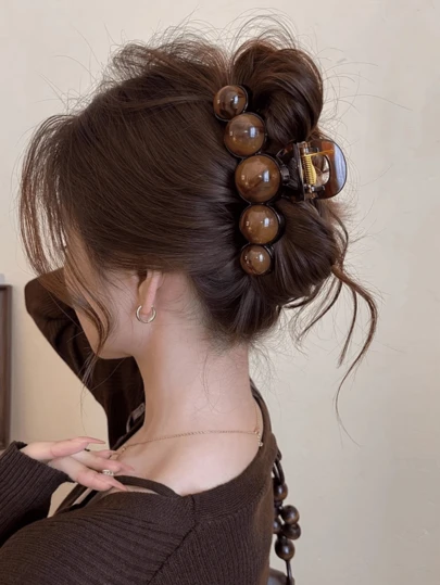 2pcs/1pc Fashion Pearl Large Simple Elegant Hair Claw Hair Accessory, Suitable For Party, Commute, Outfit Matching, Hair Decoration, Hair Clip, Wedding, Party, Daily Wear