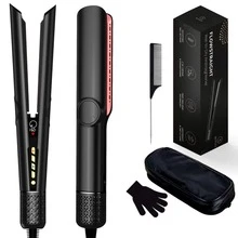 2-In-1 Multifunctional 200 Million Negative Ion Hair Straightener Can Be Used As A Hair Dryer&Straightener To Hold Hair And Quickly Dry And Heat It Up With High-Speed Airflow+3 Heating Settings+LCD Display And Automatic Shut-Off Suitable For All Hair Types - The Perfect Birthday Gift For Mothers And Girlfriends (New Year/Christmas) - EU F Type Plug(220-240V) - View 2