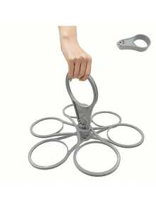 1pc Foldable 6-Cup Beverage Holder With Handle - Made Of Durable Plastic, Space-Saving Design Suitable For Camping, Picnics, Outdoor Events And Restaurants