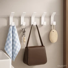 Kit Of 5 Luxury Multipurpose Adhesive Wall Hook Hanger No Mess - White - View 9