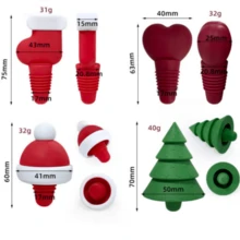 1pc Christmas Party Silicone Wine Stopper With Santa Hat, Red Wine Bottle Stopper, Holiday Gift, Creative Wine Preserver