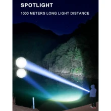 Linterna láser blanca de alta potencia con zoom telescópico, luz fuerte, industrial, para acampar, senderismo, luz de emergencia, linterna de diodo - Negro - Ver 7