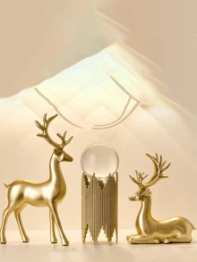 2 Pieces European Luxury Auspicious Elk Resin Ornaments, Home Lucky Decorations, Wine Cabinets, Porch TV Cabinets, Desktop Ornaments, Suitable For Home Decoration, Bedroom Decoration, Office And Students, Storage, Wedding Decoration, Home Decoration, Jewelry Storage, Party Decoration, The Best Gift.
