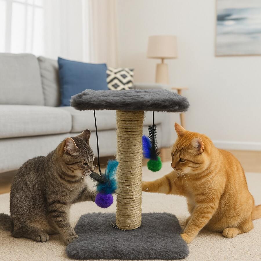 Scratching Post With Double Sisal Cat Toy - Gris - Ver 1