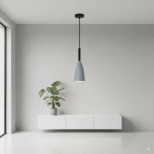 1盏现代北欧风格单头铁艺吊灯，黑、白、灰三色，E27灯座，硬线连接，适用于办公室、厨房、餐厅、客厅和卧室，不含灯泡 - 彩色 - 查看 2