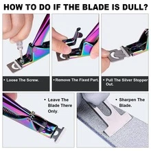 变色龙可调节不锈钢指甲钳，刀片可更换，适用于美甲沙龙美甲设计DIY，人造尖头美甲，适合家庭/美甲沙龙使用