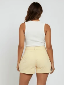 Women's Yellow Cargo Jean Shorts - Yellow - View 2