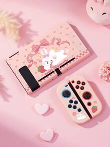 1pc Pink Heart, Rabbit & Bow Design Protective Case Compatible With Nintendo Switch/Switch 2 (2025)/Switch NS/Switch OLED, Accessories Compatible With Switch Gaming Console, Full Set Including Storage Pouch, Card Slot Base, Best Gift Compatible With Switch Players - Multicolor - View 19