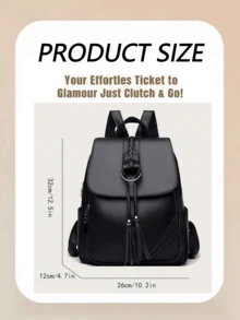 Crafted From Leather, The Backpack Has A Sleek Design With A Braided Detail And Tassel Accents On The Front Flap. It Features Adjustable Straps For Comfortable Carrying, Suitable For Holding Daily Essentials Like A Tablet, Wallet, And Cosmetics. The Structured Shape And Stylish Elements Make It A Practical Accessory, Ideal For Both Work Commutes And Casual Outings. - 彩色 - 查看 4