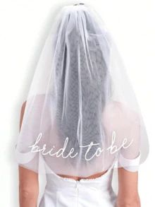 1pc Bride To Be Veil Headband With Comb, Wedding Bridal Veil, Bachelorette Party Accessory - White - View 1